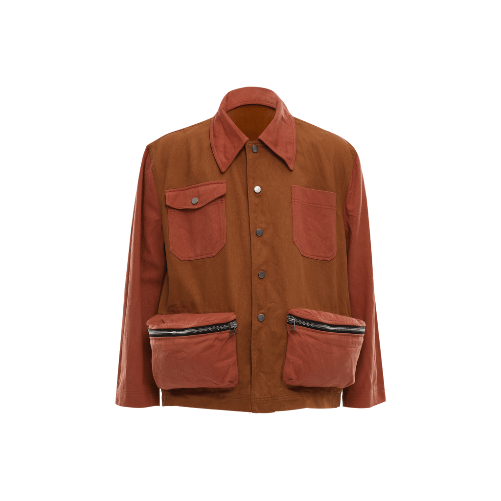 PUFFED POCKETS PATCHED DENIM OVERSHIRT - DAUZE